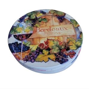 Bordeaux Reserve Wine Themed Stone & Cork Coaster Set Of 4